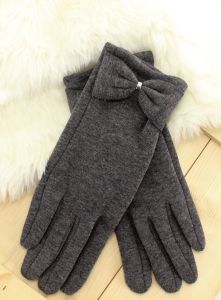 Rękawiczki damskie z kokardką REK-5010  Szary