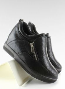 Półbuty z suwakami na koturnie sneakers R-227 Czarny