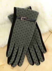 Rękawiczki z gustownymi kropeczkami REK- XD031 Khaki