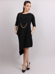 Sukienka asymetryczna z kieszonką OD-524 Czarny