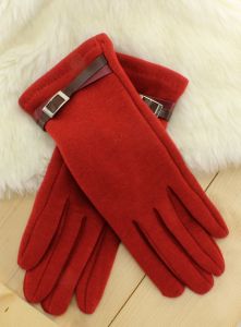 Rękawiczki z dwukolorowym paskiem REK-50REN  Czerwony