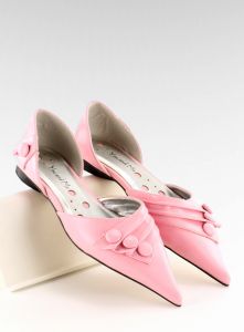 Pantoflelki z guzikami 39029-8A różowe