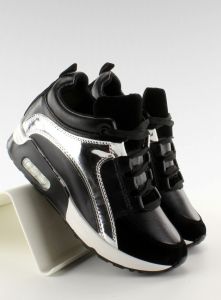 Stylowe sneakersy ukryty koturn 6-12 Czarny II-GAT