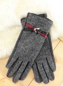 Eleganckie rękawiczki z paseczkami REK-SERC Szary