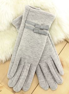 Rękawiczki damskie z paseczkami REK-5033   Szary