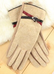 Eleganckie rękawiczki z paseczkami REK-SERC Beżowy