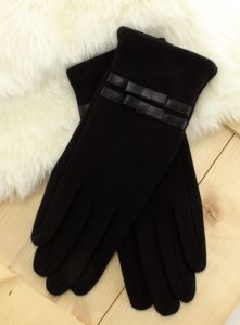 Rękawiczki damskie z paseczkami REK-5033   Czarny