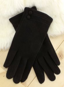 Rękawiczki z małymi guziczkami REK-3156  Czarny