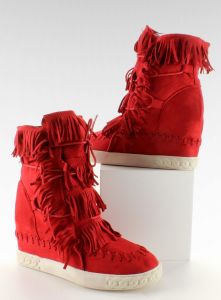 Zamszowe sneakers z frędzlami BL-10 Red