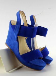 Sandałki na koturnie zamsz FL-001-SC-1 Blue