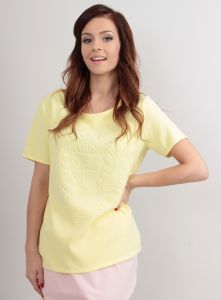 Bluzka damska z tłoczonym napisem 3D OD-21970 Żółty