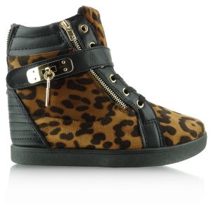 Sneakers na ukrytym koturnie HY1669 leopard