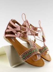 Sandałki z indiańskim wzorkiem SK68 Pink