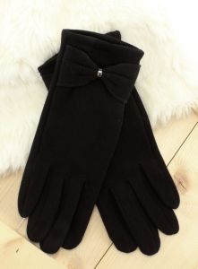Rękawiczki damskie z kokardką REK-5010  Czarny
