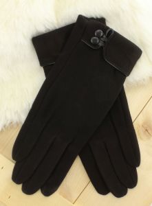 Rękawiczki ozdabiane guziczkami REk-V101 Czarny