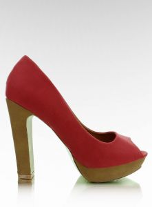 Czółenka block heels 2521-1 czerwone