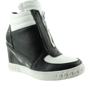 Sneakers dwukolorowe front zip Y609 czarne