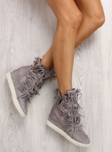 Zamszowe sneakers z frędzlami BL-10 L. Grey